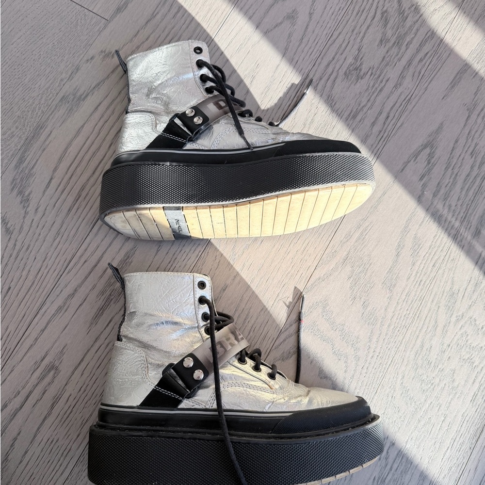 Diesel platform silver boots size 9/ EUR 40